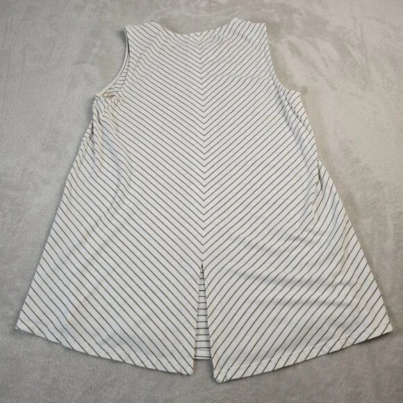 J. Jill Top Womens XS Olive Green White Striped Sleeveless Split Back Summer - Picture 8 of 9